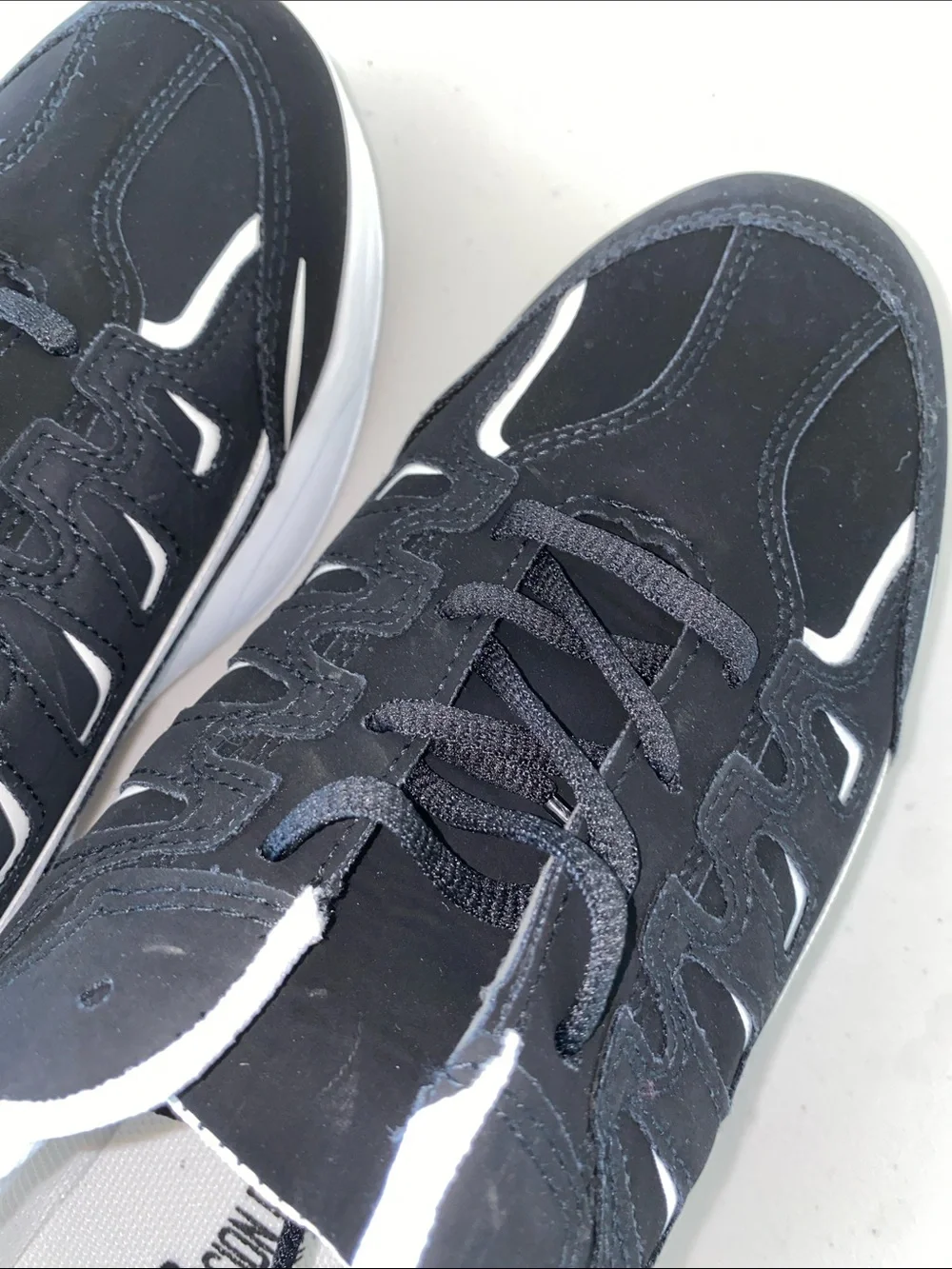 Men's Black Lace-Up Athletic Sneakers with White Trim